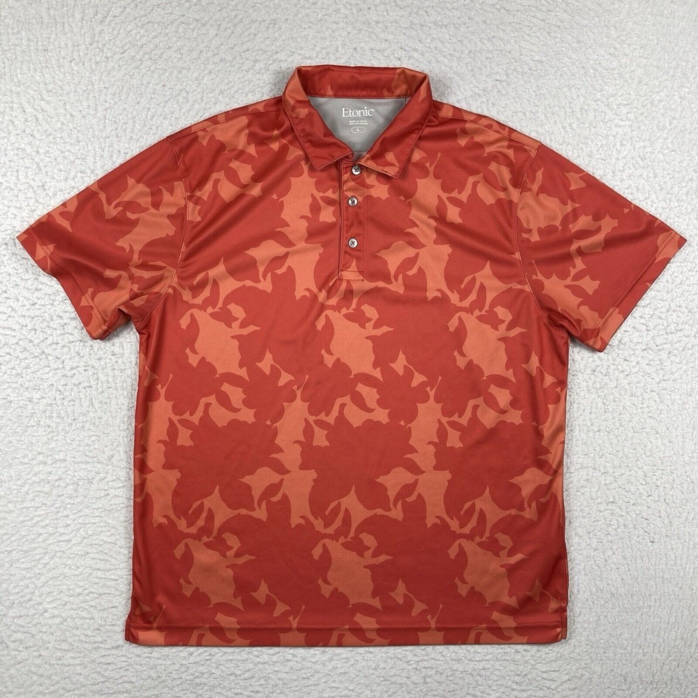 Etonic Polo Shirt Mens Large Preppy Tropical Travel Golfer Vacation Activewear